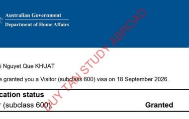Chúc mừng visa du lịch Úc 2026, Khuất Thị Nguyệt Quế!