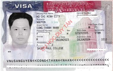 Visa du học Mỹ - Nguyễn Công Thành Nhân
