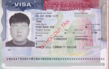 Visa du học Mỹ - Trần Minh Nhơn Hoà