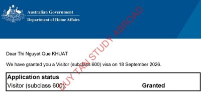Chúc mừng visa du lịch Úc 2026, Khuất Thị Nguyệt Quế!