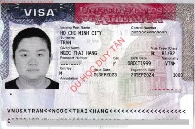 Visa du lịch Mỹ 2023 - Trần Ngọc Thái Hằng