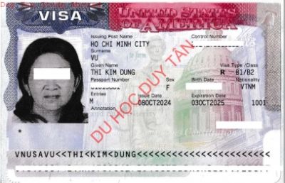 Visa du lịch Mỹ 2024 - Vũ Thị Kim Dung