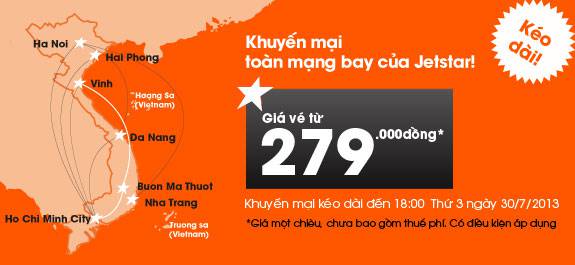 Jetstar Pacific mở rộng khuyến mại toàn tuyến bay!