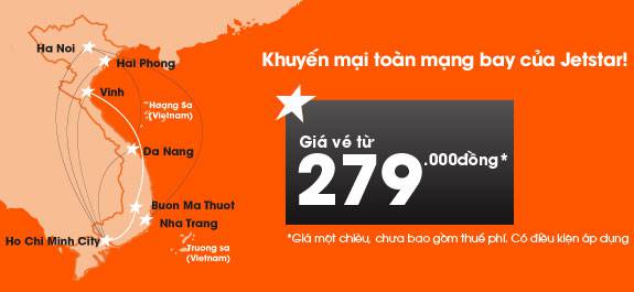 Jetstar Pacific khuyến mại toàn tuyến bay!