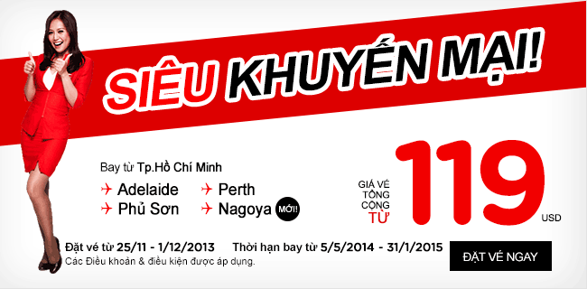 Air Asia khuyến mãi 29 -11-2013